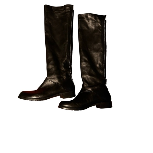 Stuart Weitzman Black Leather knee high boots with silver beads size 9 - Picture 1 of 11